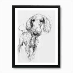 Bedlington Terrier Dog Charcoal Line 2 Art Print