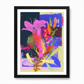 Kangaroo Paw 1 Neon Flower Collage Art Print