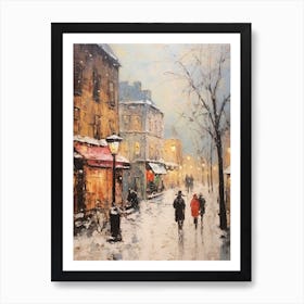 Vintage Winter Painting Montreal Canada Art Print