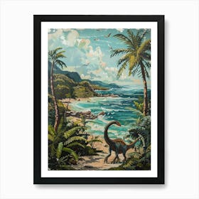 Dinosaur By The Sea Painting 2 Art Print