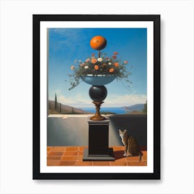 Aster With A Cat 1 Dali Surrealism Style Art Print