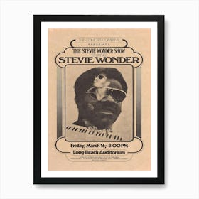 The Stevie Wonder Show Starring Stevie Wonder 1973 Poster Art Print