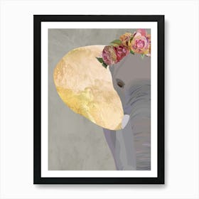 Elephant With Flower Crown Poster