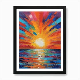 Sunset In The Ocean Painting Art Print