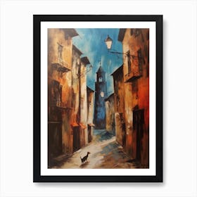 Painting Of Istanbul With A Cat In The Style Of Surrealism, Dali Style 1 Art Print