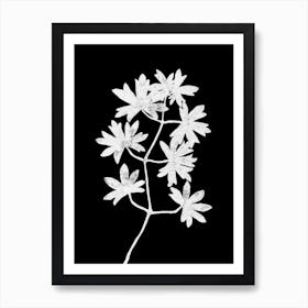 White Blockprint Leaves Art Print