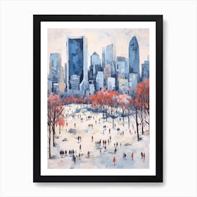 Winter City Park Painting Millennium Park Chicago 1 Art Print