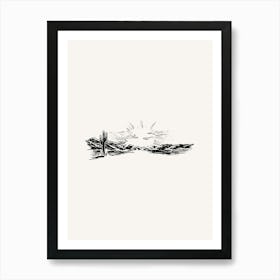 Vintage Desert Landscape Drawing Art Print