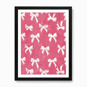 Pink And White Bows 1 Pattern Art Print
