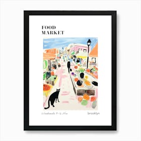 The Food Market In Brooklyn 4 Illustration Poster Art Print