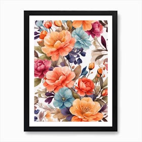 Watercolor Floral Pattern Art Print