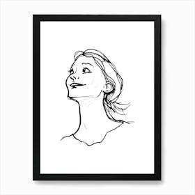 Drawing Of A Girl.Scandinavian wall art Art Print