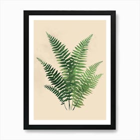 Boston Fern Plant Minimalist Illustration 5 Art Print