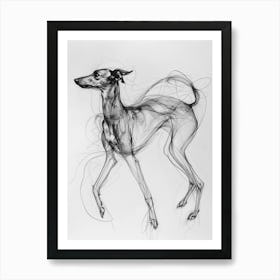 Greyhound Dog Charcoal Line 2 Art Print