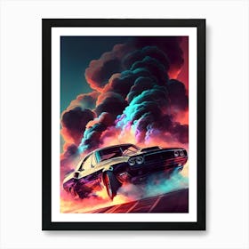 Muscle Smoke Drift Retro Racing vintage classic Car 4 Art Print