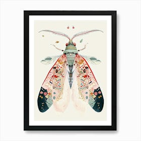 Colourful Insect Illustration Lacewing 12 Art Print