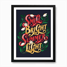 Smile Bright Summer Light Navy Art Print