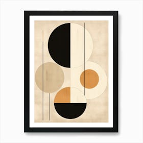 Beige Odyssey: Geometric Bauhaus Circles Art Print