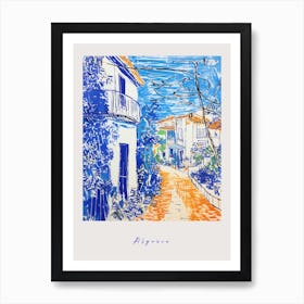 Algarve Portugal Mediterranean Blue Drawing Poster Art Print