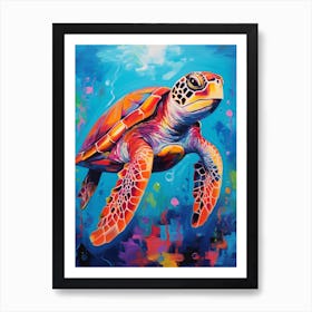 Sea Turtle Blue Abstract Art Print