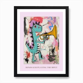Abstract Dinosaur Scribble Playing The Trumpet 3 Poster Art Print