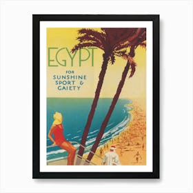 Egypt Vintage Travel Poster, Beach, Summer Art Art Print