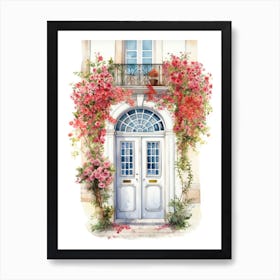 Lisbon, Portugal   Mediterranean Doors Watercolour Painting 3 Art Print