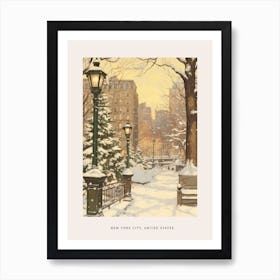 Vintage Winter Poster New York City Usa 1 Art Print