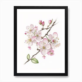 Cherry Blossom Floral Quentin Blake Inspired Illustration 1 Flower Art Print