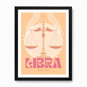 Orange Zodiac Libra Art Print