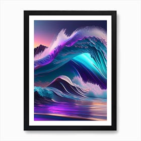 Crashing Waves, Landscapes, Waterscape Holographic 1 Art Print