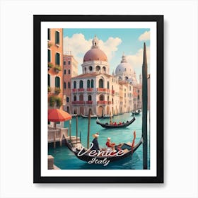 Venice Canals & Gondola Art Print