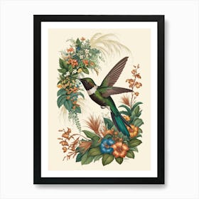 Hummingbird botanical flower beauty 4 Art Print