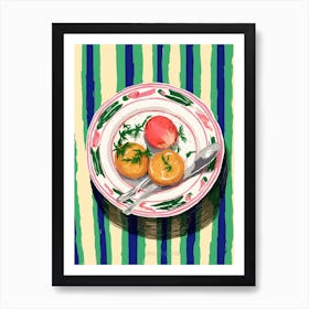 A Plate Of Eggplant, Top View Food Illustration 2 Art Print