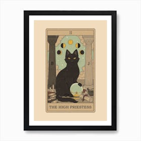 The High Priestess   Cats Tarot Art Print