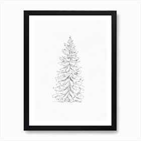 Fir Tree Pencil Sketch Art Print