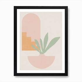 Bohemian Minimal Plant In A Pot Art Print