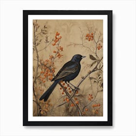 Dark And Moody Botanical Lark 2 Art Print