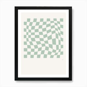 Wavy Checkered Pattern Poster Seafoam Art Print
