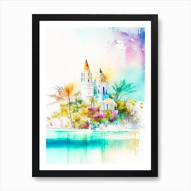 Isla Mujeres Mexico Watercolour Pastel Tropical Destination Art Print