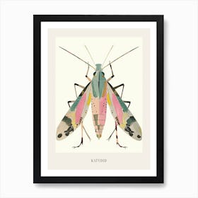 Colourful Insect Illustration Katydid 6 Poster Art Print