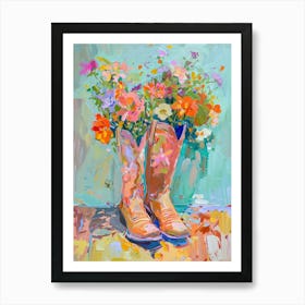 Cowboy Boots And Wildflowers 1 Art Print