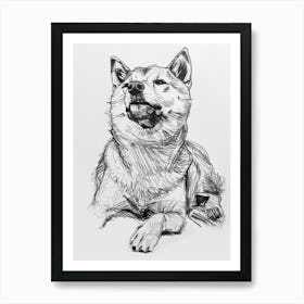 Shiba Inu Dog Line Sketch Art Print