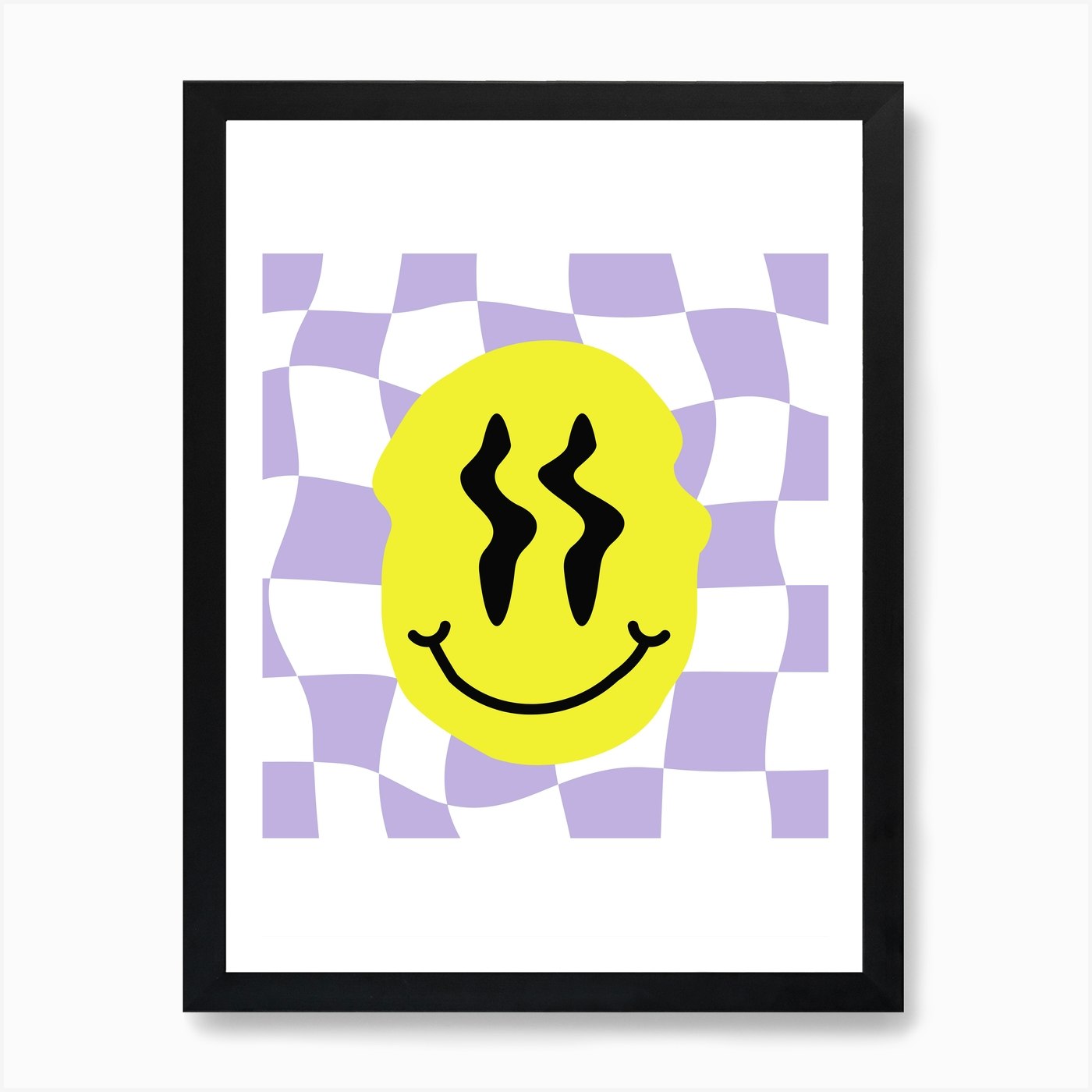 Checkerboard Melting Acid House Smiley, 90's Trippy Rave Art Print by The  Marmalade Cat - Fy