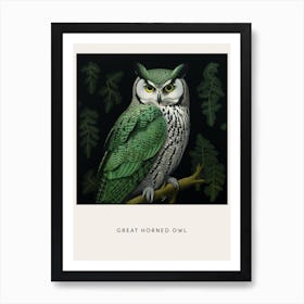 Ohara Koson Inspired Bird Painting Great Horned Owl 3 Poster Art Print