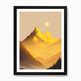 Misty Mountains Vertical Composition In Yellow Tone 24 Art Print