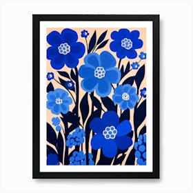 Blue Flower Illustration Forget Me Not 2 Art Print