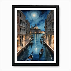 Venice At Night Venetian Dreams Art Print