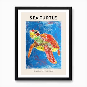 Detailed Sea Turtle Crayon Scribble Poster 2 Art Print