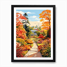 Huntington Library, Art Collections, And Botanical Gardens, Usa In Autumn Fall Illustration 3 Art Print